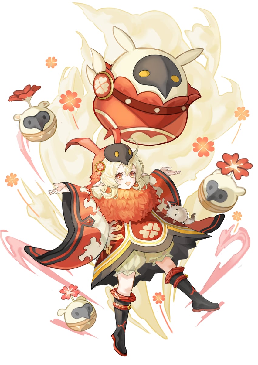 klee, dodoco, jumpy dumpty, and abyss mage (genshin impact) drawn by fang_yu