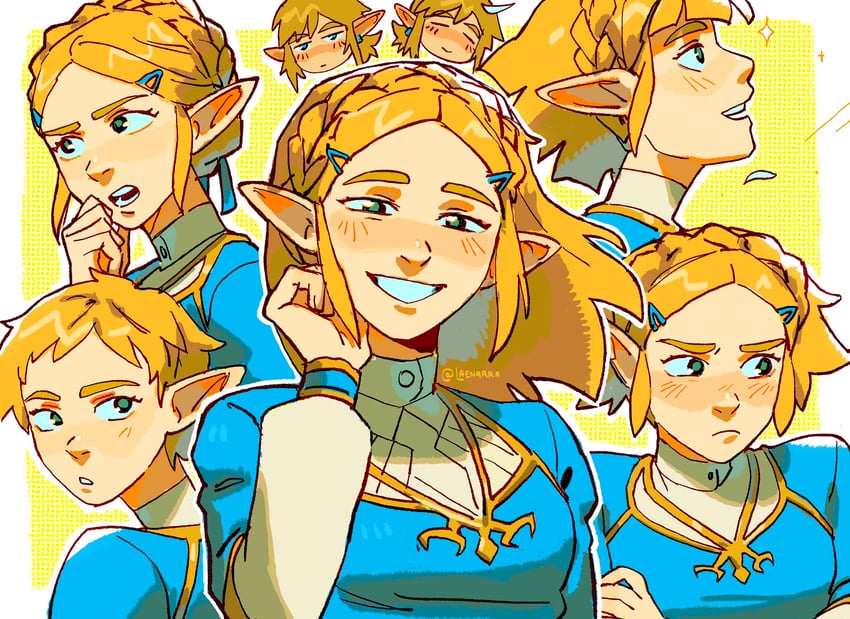 link and princess zelda (the legend of zelda and 1 more) drawn by laenarra