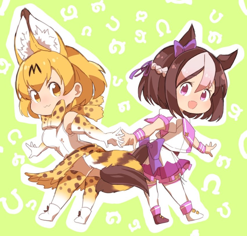 serval and special week (umamusume and 1 more) drawn by hakoneko_(marisa19899200)