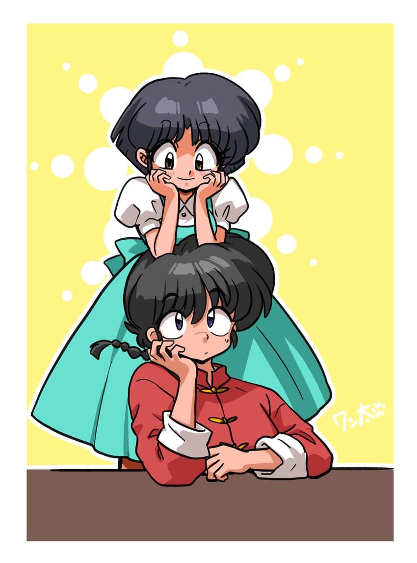 tendou akane and saotome ranma (ranma 1/2) drawn by wanta_(futoshi)