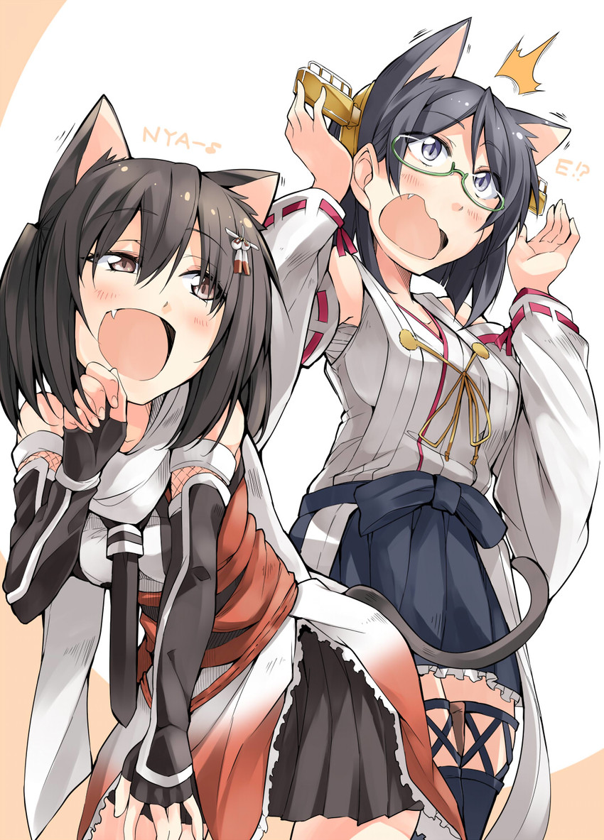 sendai, kirishima, sendai kai ni, and kirishima kai ni (kantai collection) drawn by bibi02