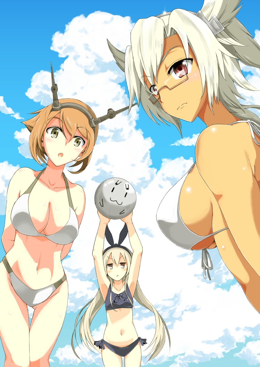 shimakaze, rensouhou-chan, mutsu, and musashi (kantai collection) drawn by yosinobu