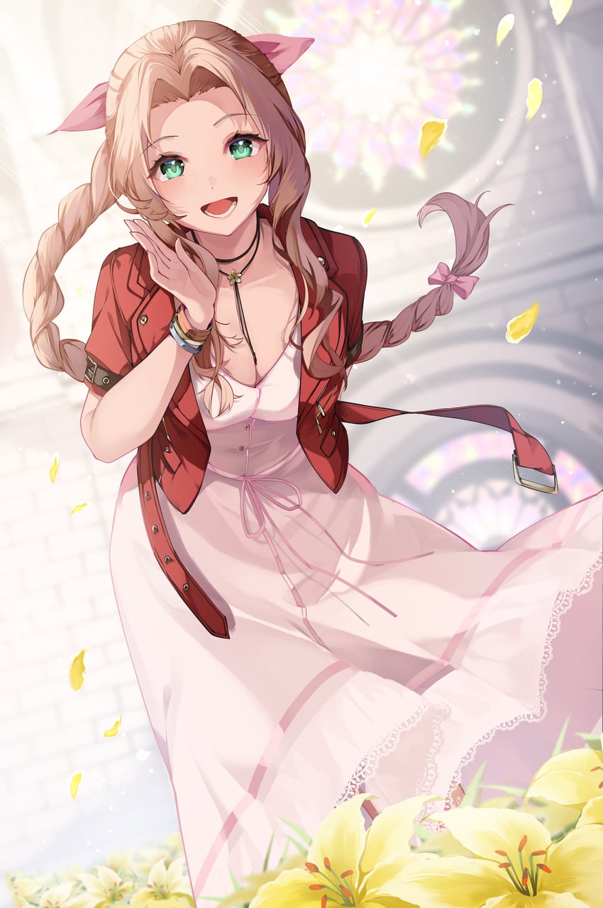 aerith gainsborough (final fantasy and 2 more) drawn by risumi_(taka-fallcherryblossom)