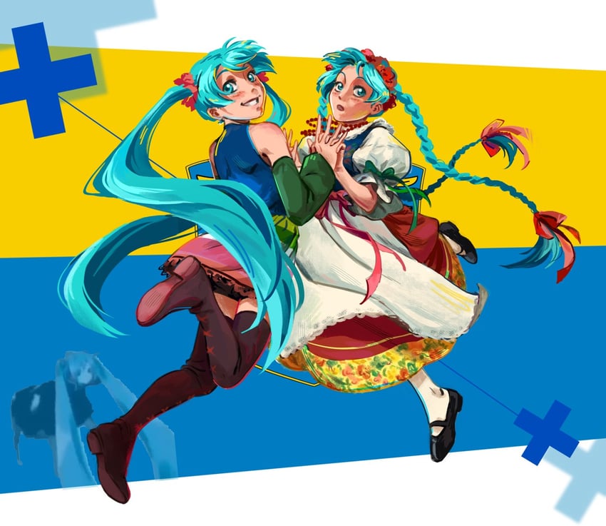 hatsune miku (vocaloid and 1 more) drawn by ol_gryn