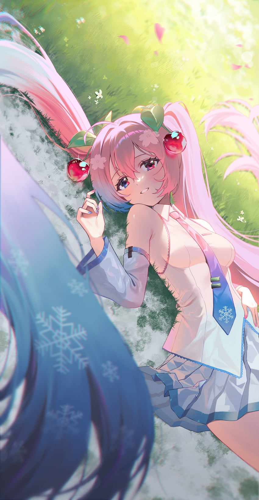 hatsune miku, yuki miku, and sakura miku (vocaloid) drawn by seoki_(hi3031)