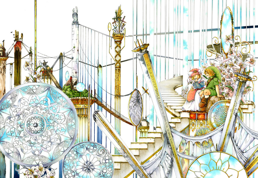link, princess zelda, young link, navi, and young zelda (the legend of zelda and 1 more) drawn by midorihana_yasaiko
