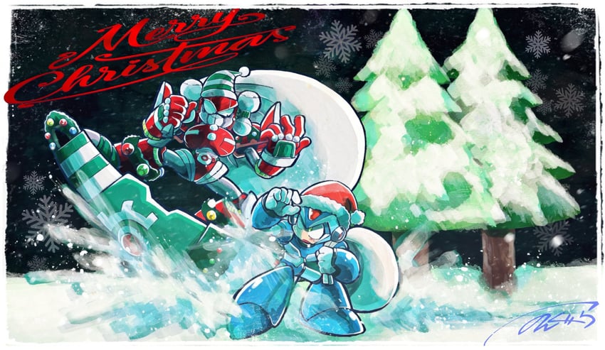 x and bit (mega man and 1 more) drawn by nongura
