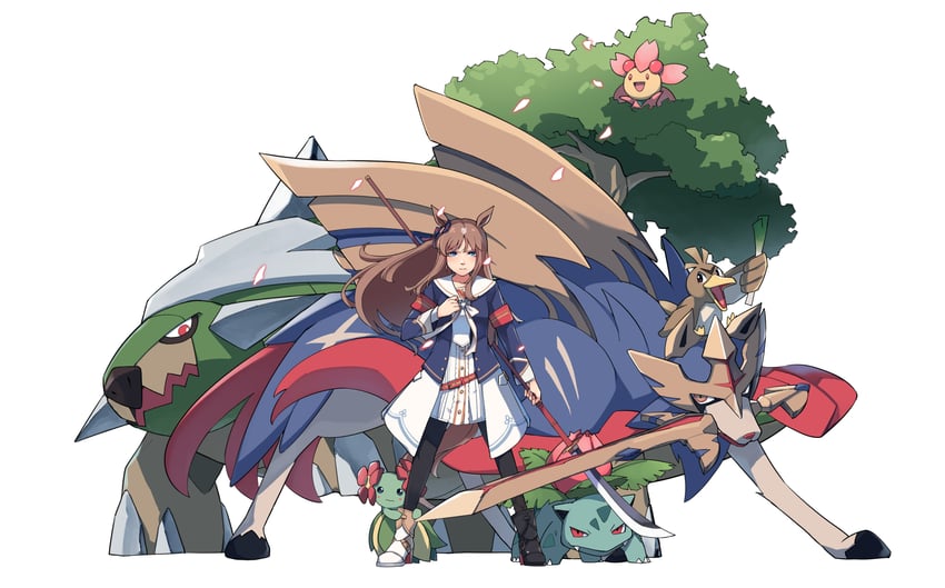 grass wonder, ivysaur, farfetch'd, torterra, zacian, and 2 more (pokemon and 1 more) drawn by fuyukayui