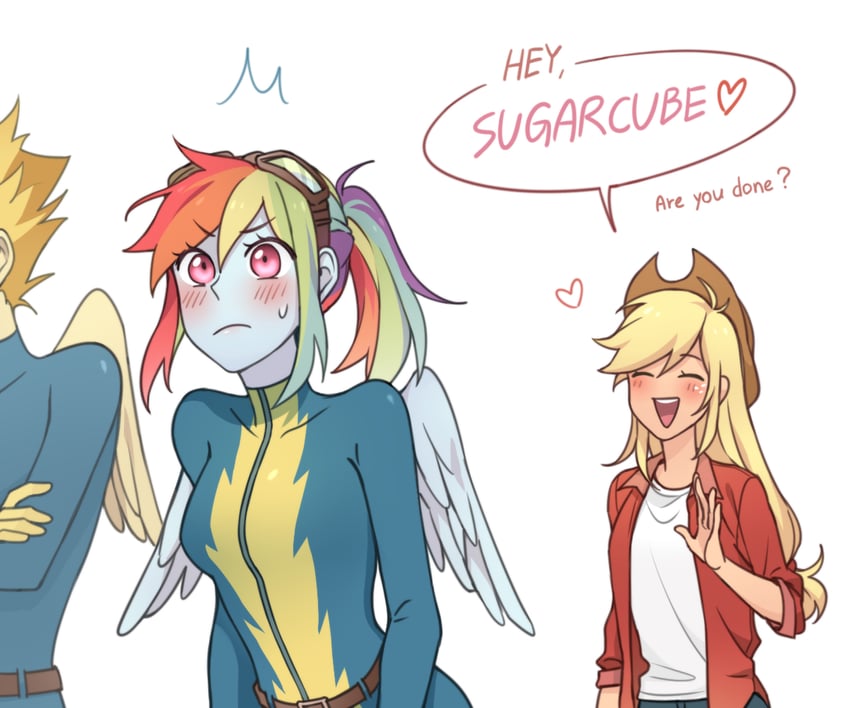 rainbow dash, applejack, and spitfire (my little pony and 2 more) drawn by dcon_34
