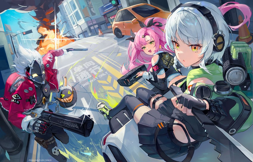 nicole demara, eous, anby demara, and billy kid (zenless zone zero) drawn by penguinbutler