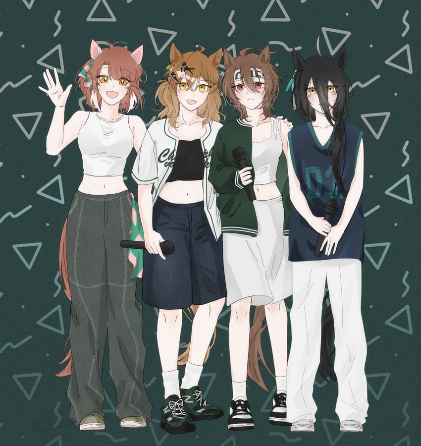 agnes tachyon, manhattan cafe, jungle pocket, and dantsu flame (umamusume) drawn by c_20220819ls