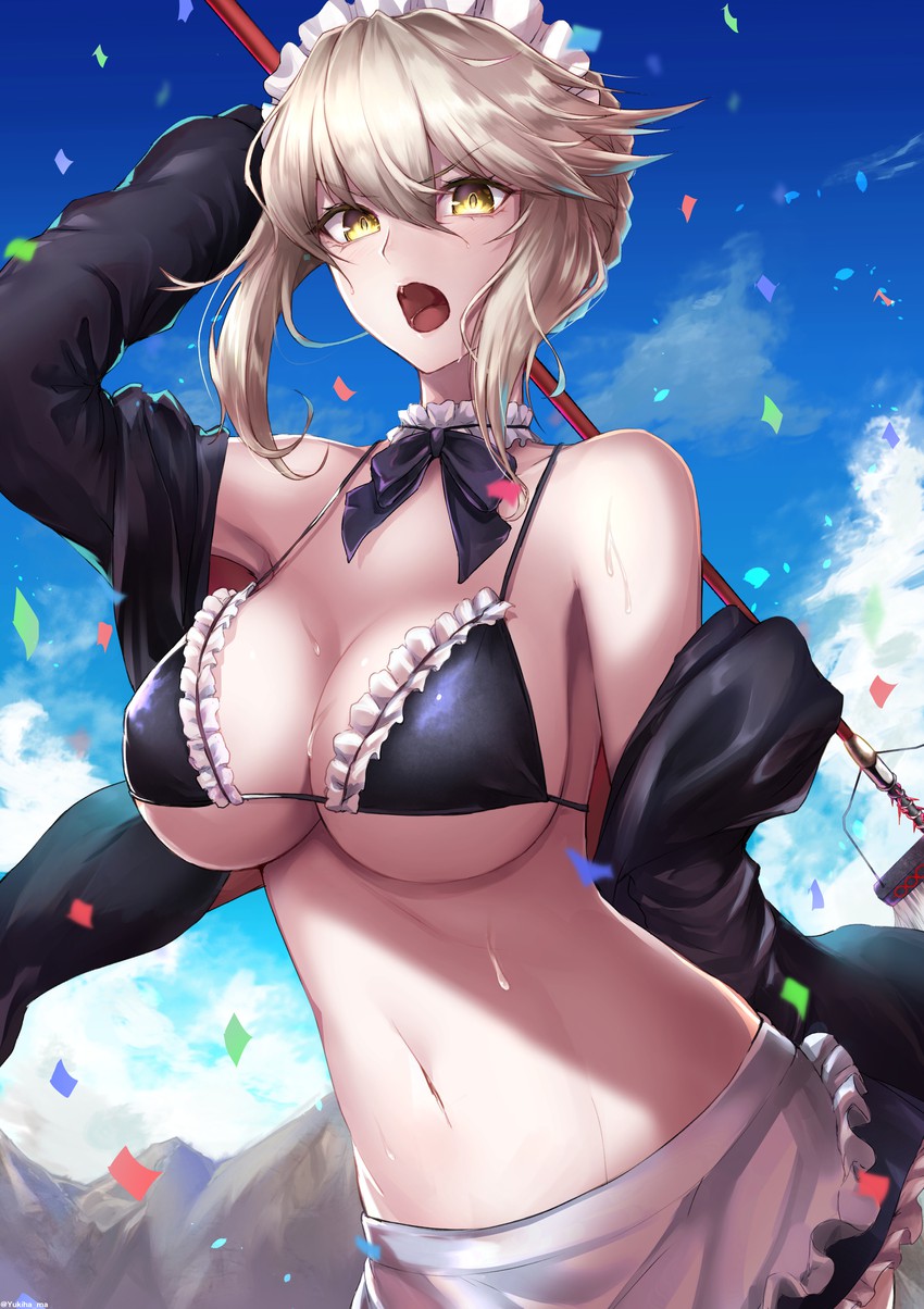 artoria pendragon and saber alter (fate and 1 more) drawn by yukihama