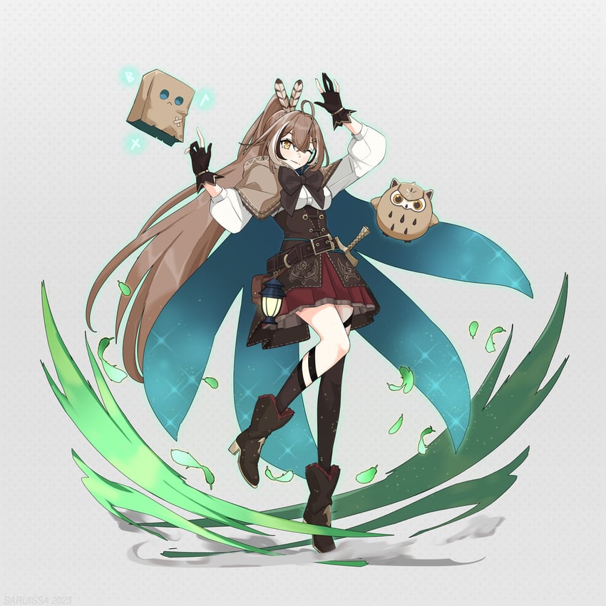 nanashi mumei, friend, and hootsie (hololive and 1 more) drawn by saruissaart