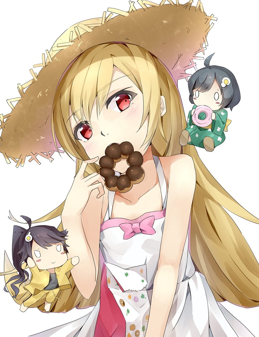 oshino shinobu and araragi karen (monogatari and 1 more) drawn by snowflyer