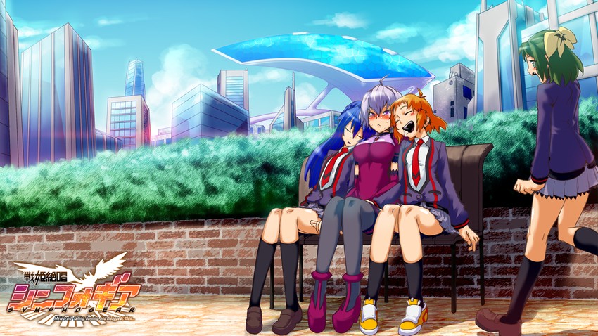 yukine chris, tachibana hibiki, kazanari tsubasa, and kohinata miku (senki zesshou symphogear) drawn by pija_(pianiishimo)