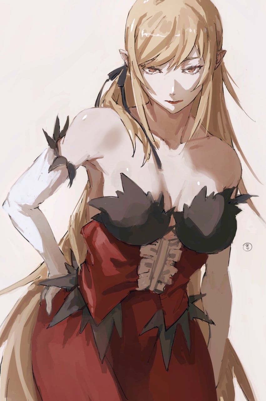 oshino shinobu and kiss-shot acerola-orion heart-under-blade (monogatari and 1 more) drawn by taki_(a313131333)