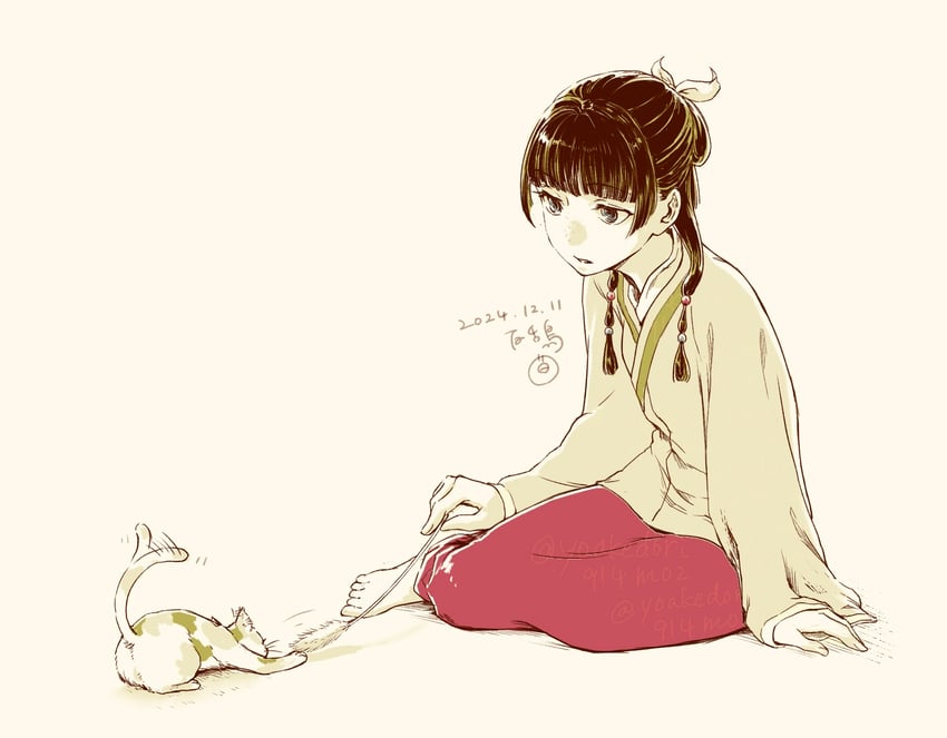 maomao and mao mao the cat (kusuriya no hitorigoto) drawn by yoakedori914moz