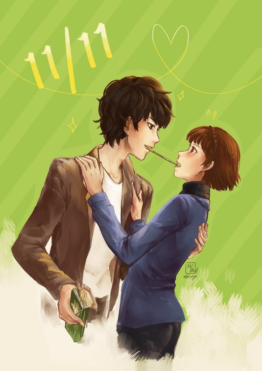 amamiya ren and niijima makoto (persona and 1 more) drawn by nfoliage