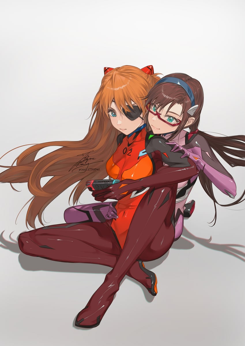 souryuu asuka langley and makinami mari illustrious (neon genesis evangelion and 2 more) drawn by fadingz