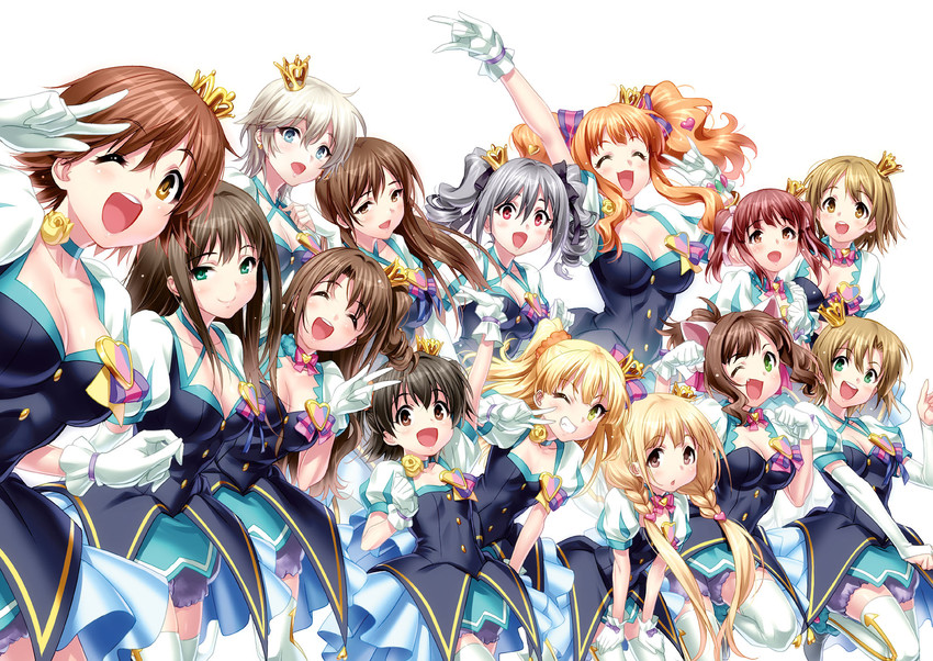 shibuya rin, shimamura uzuki, kanzaki ranko, futaba anzu, nitta minami, and 9 more (idolmaster and 1 more) drawn by zen_(kamuro)