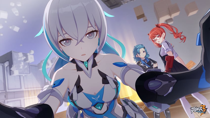 bronya zaychik, frederica nikola tesla, and lieserl albert einstein (honkai and 1 more)