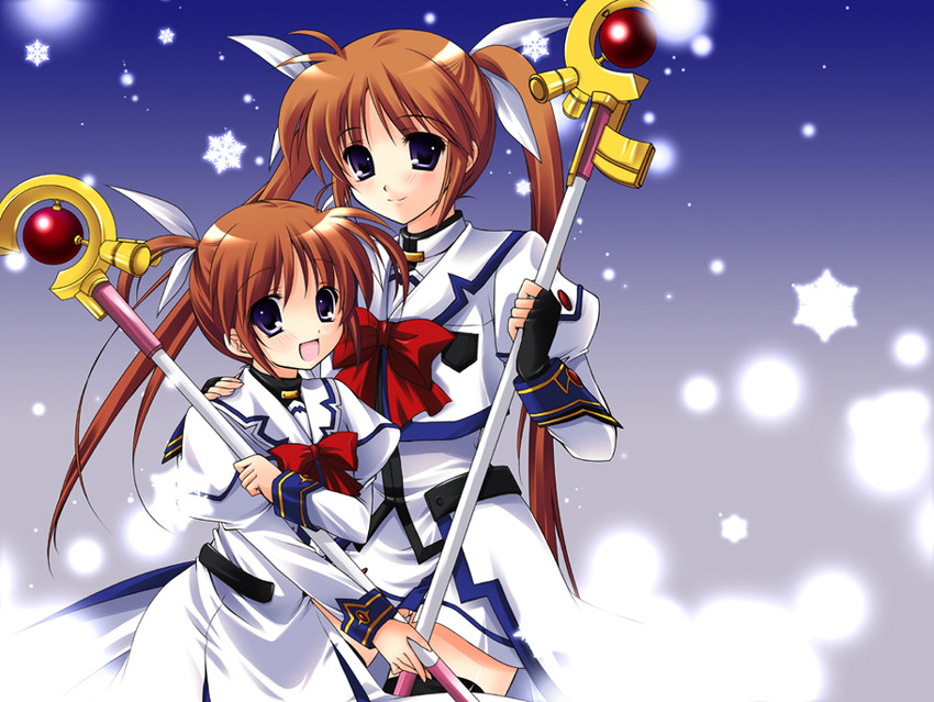 takamachi nanoha and raising heart (lyrical nanoha and 2 more) drawn by hayashi_sakura