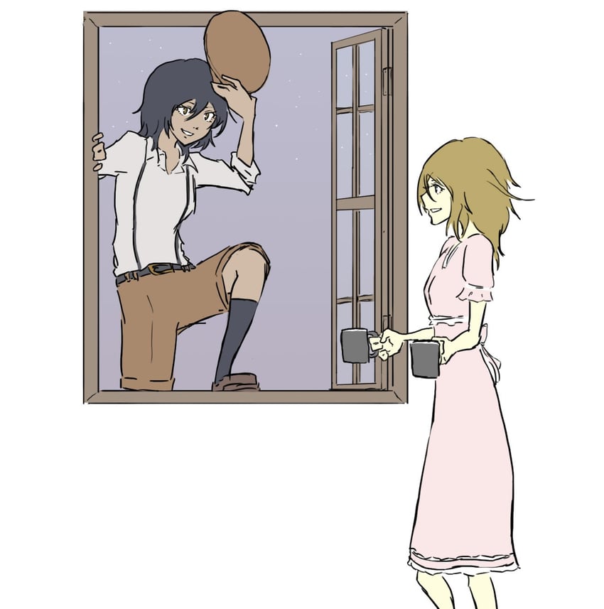 andou and oshida (girls und panzer) drawn by run_the_9tails