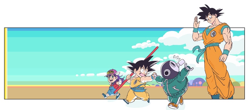 son goku, norimaki arale, and toriyama akira (dragon ball and 2 more) drawn by grandguerrilla