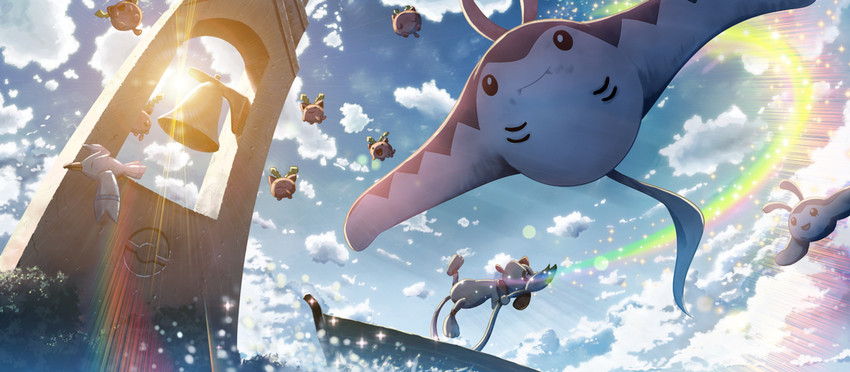 wingull, hoppip, mantine, smeargle, and mantyke (pokemon) drawn by yakkun