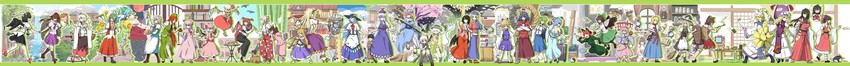 hakurei reimu, kirisame marisa, remilia scarlet, flandre scarlet, izayoi sakuya, and 36 more (original and 3 more) drawn by kongari_tokei