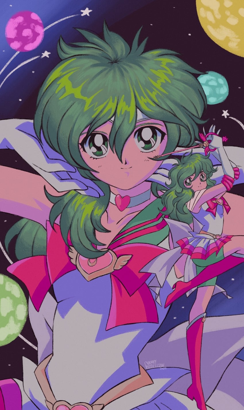 sailor moon and andromeda shun (saint seiya) drawn by vampyrebellion