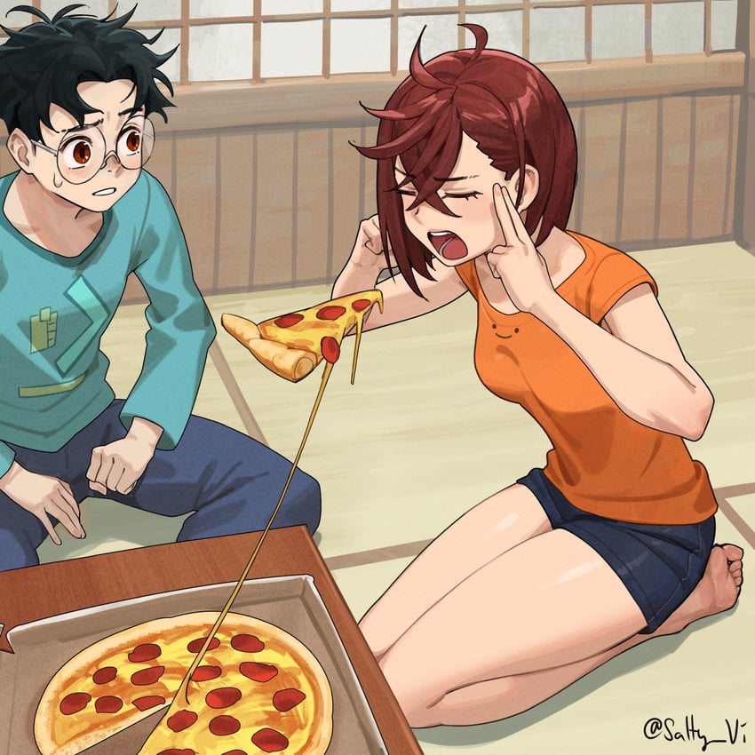 ayase momo and takakura ken (dandadan) drawn by violet_sears