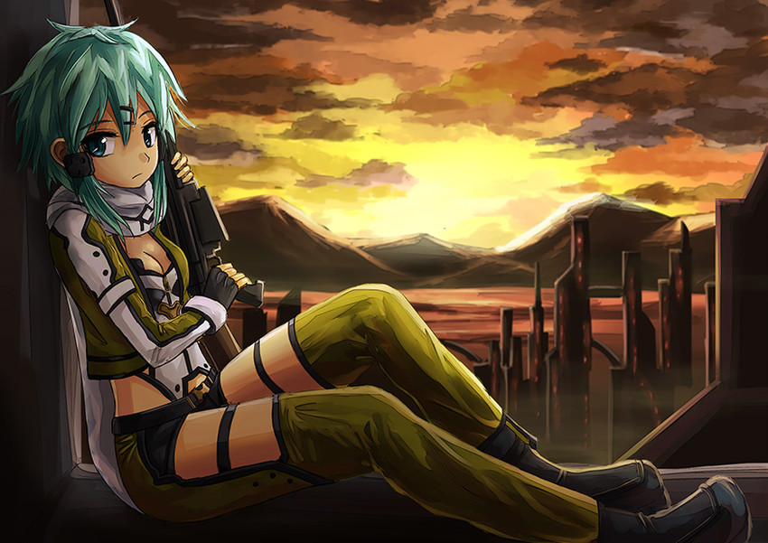 sinon (sword art online) drawn by rvin