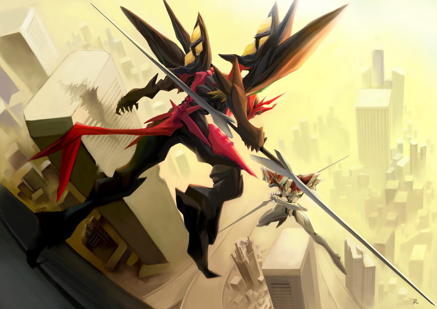 tekkaman blade and tekkaman evil (tekkaman blade) drawn by togenagi_futaba