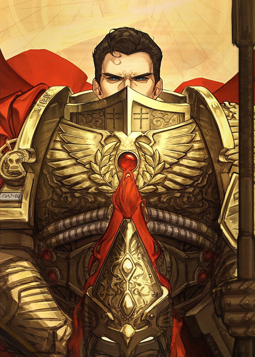 adeptus custodes and henry cavill (warhammer 40k) drawn by goldriver