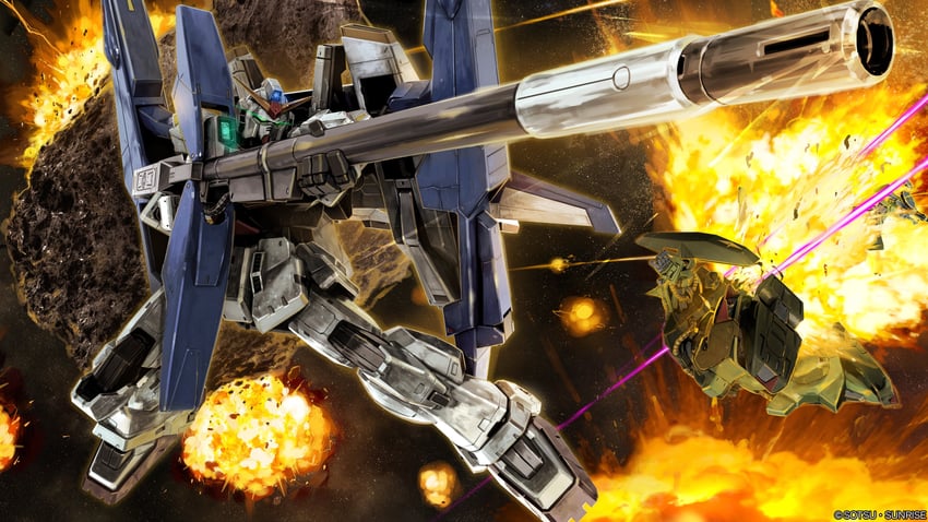 gundam mk ii, hizack, and super gundam (gundam and 3 more) drawn by tenjin_hidetaka
