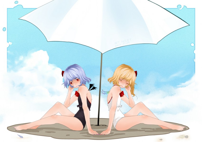 remilia scarlet and flandre scarlet (touhou) drawn by st.neet