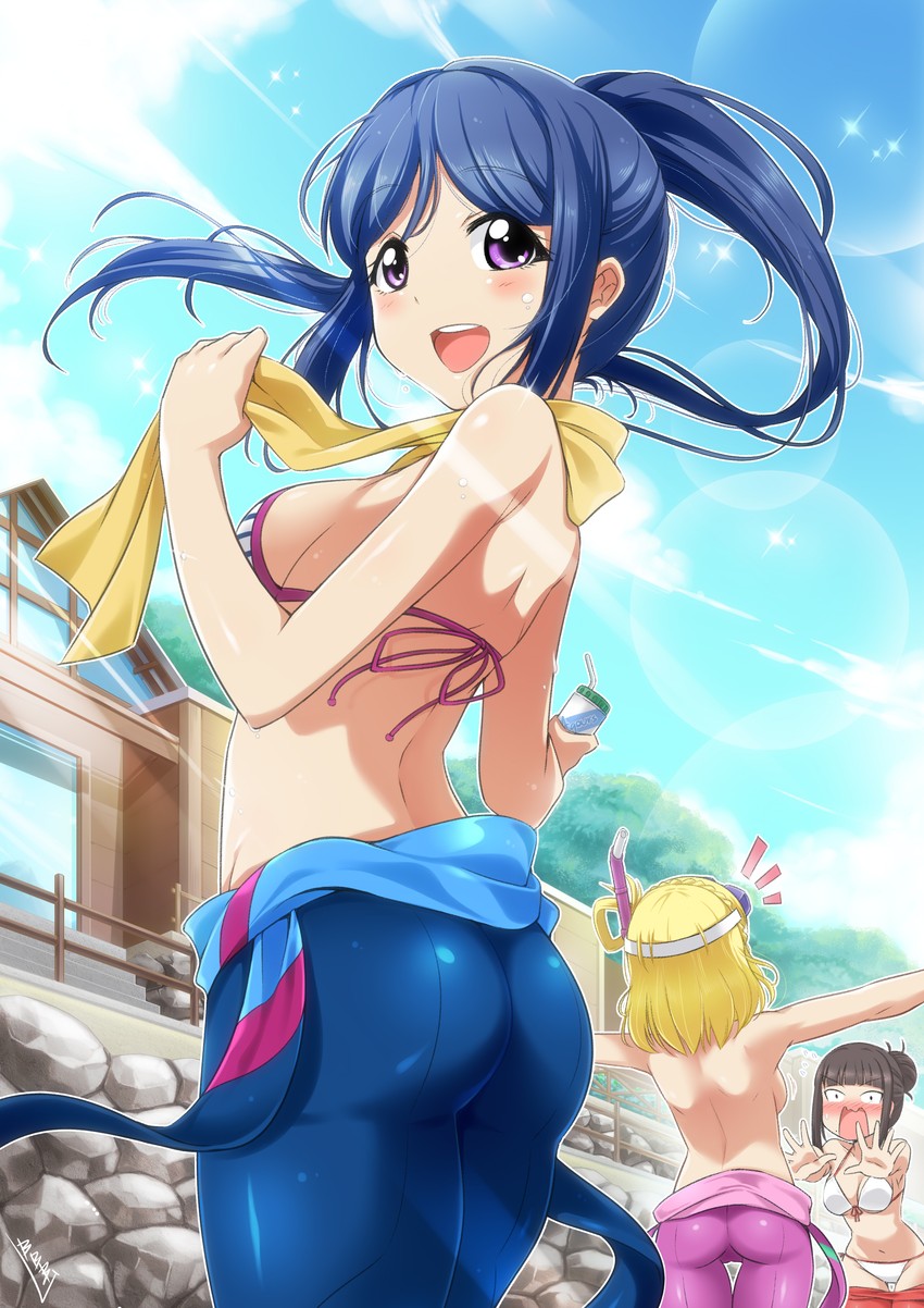 matsuura kanan, kurosawa dia, and ohara mari (love live! and 1 more) drawn by bunji