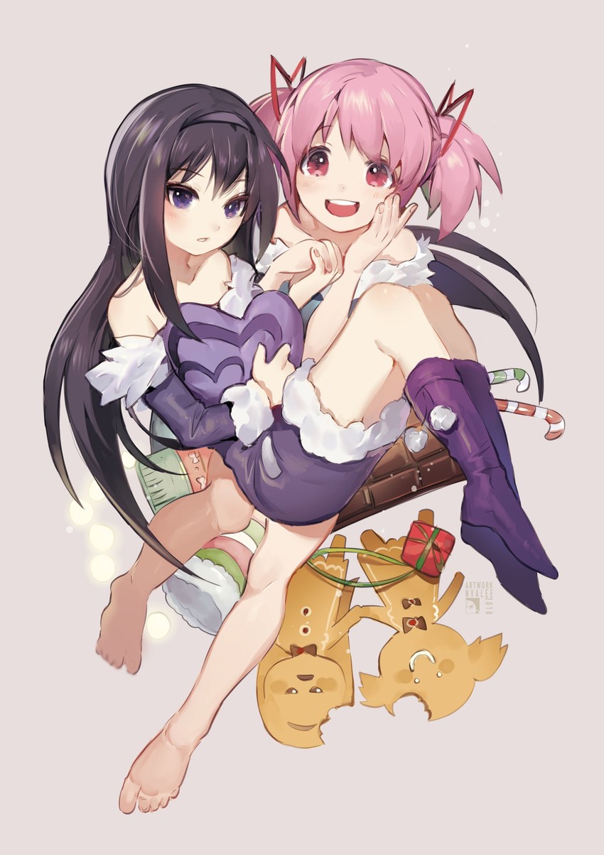 akemi homura and kaname madoka (mahou shoujo madoka magica) drawn by velahka