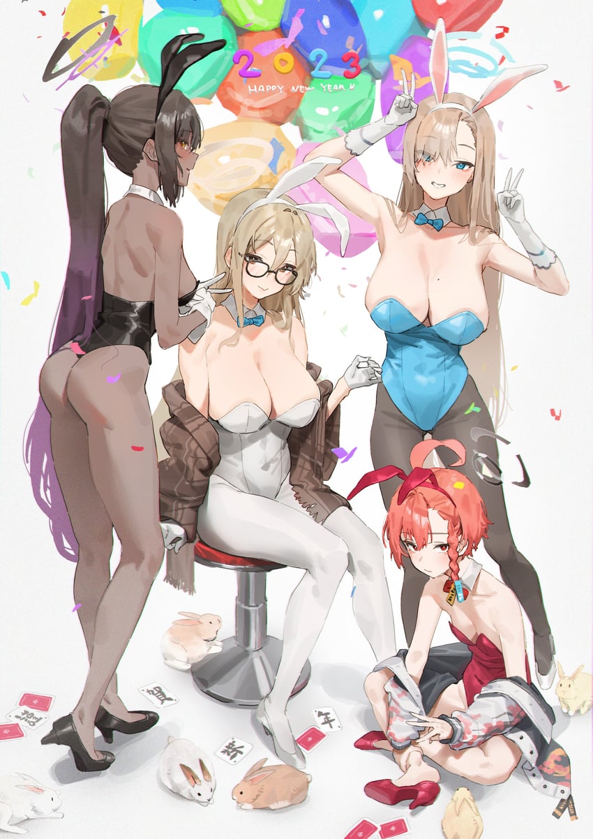 asuna, karin, neru, and akane (blue archive) drawn by fuji_(rua-258)