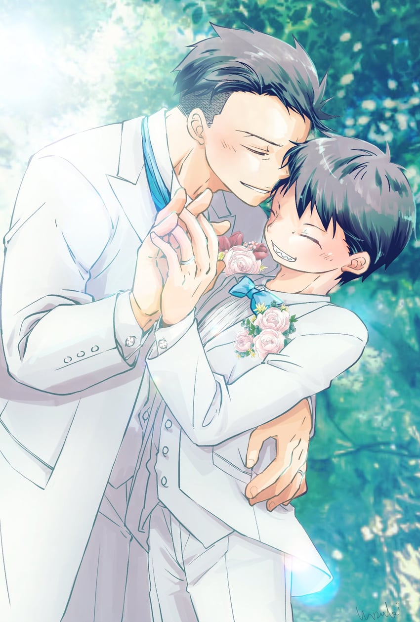 akitaru oubi and shinra kusakabe (en'en no shouboutai) drawn by mzkenen