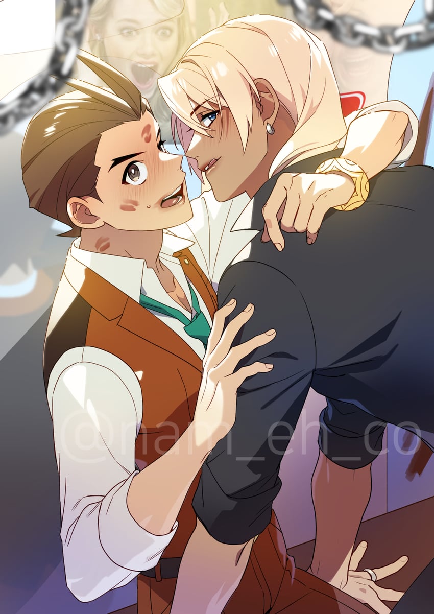 apollo justice and klavier gavin (ace attorney and 1 more) drawn by nam_eh_co