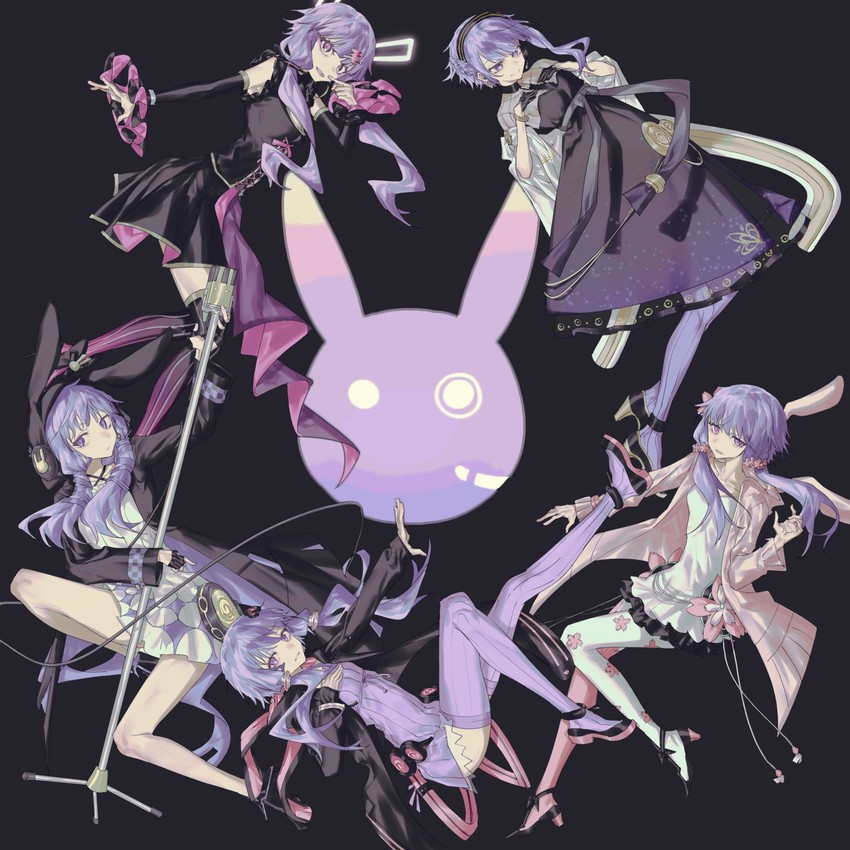 yuzuki yukari (vocaloid and 2 more) drawn by huaji_niang