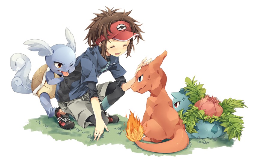 nate, ivysaur, charmeleon, and wartortle (pokemon and 1 more) drawn by on_(snow77)