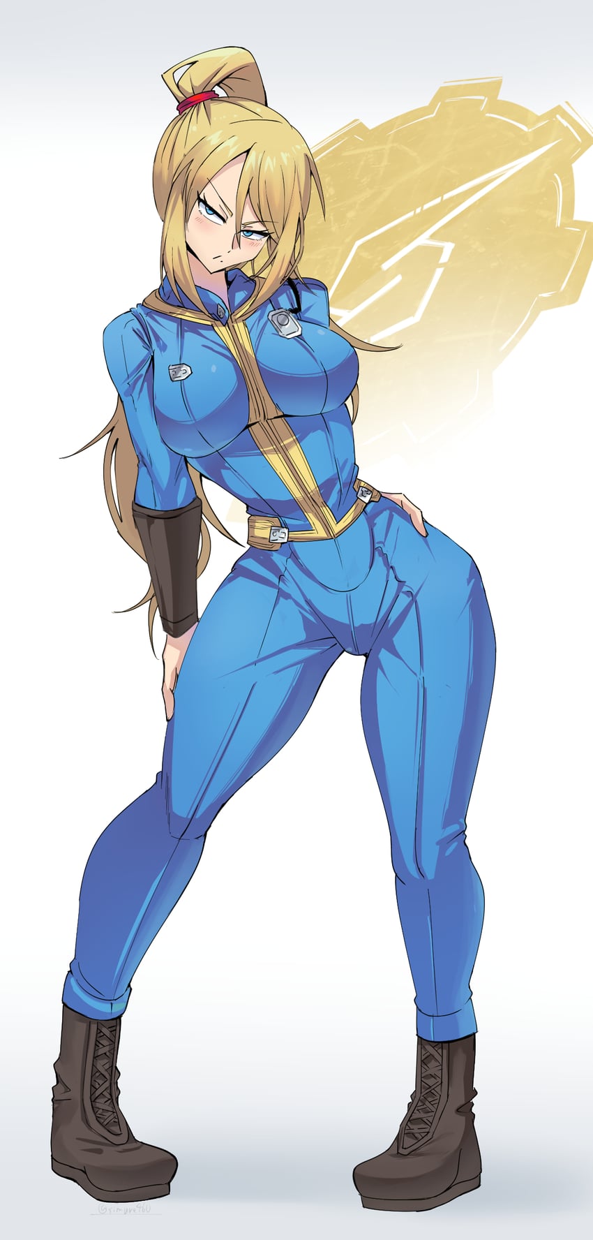 samus aran, vault boy, and vault girl (metroid and 1 more) drawn by shimure_(460)