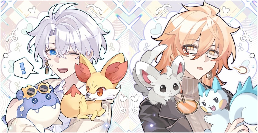 phainon, mydei, fennekin, pachirisu, spheal, and 1 more (pokemon and 2 more) drawn by ruiz-tutu