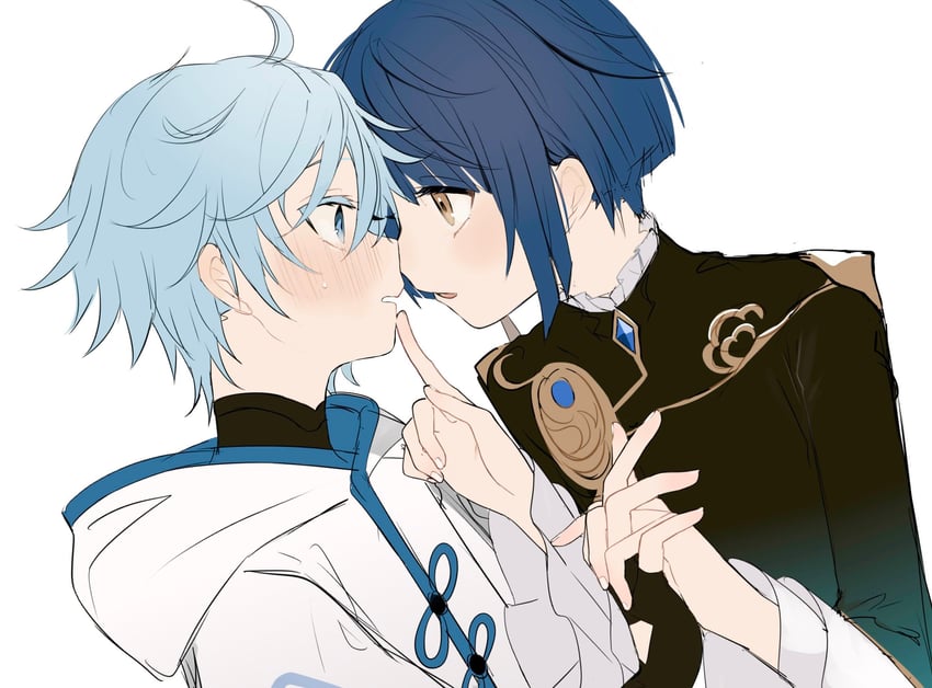xingqiu and chongyun (genshin impact) drawn by yoko_(nz_g)