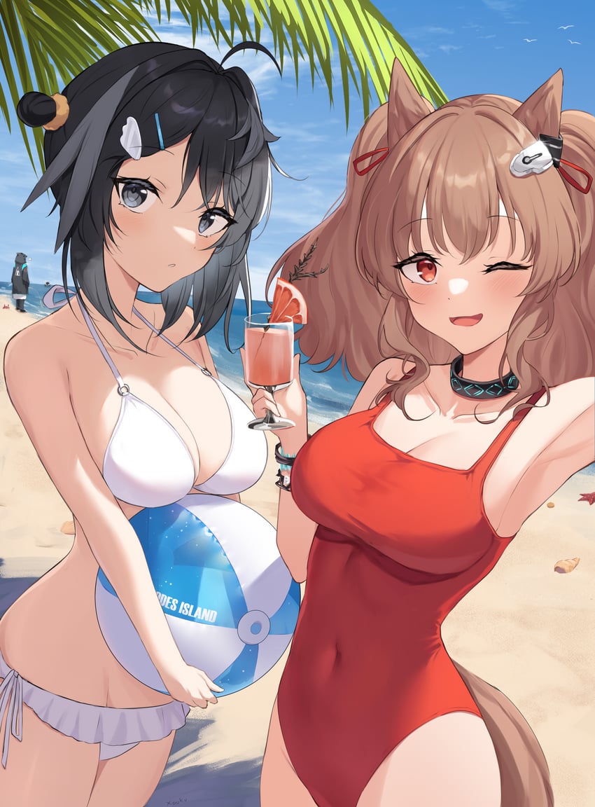 doctor, angelina, and la pluma (arknights) drawn by xooku