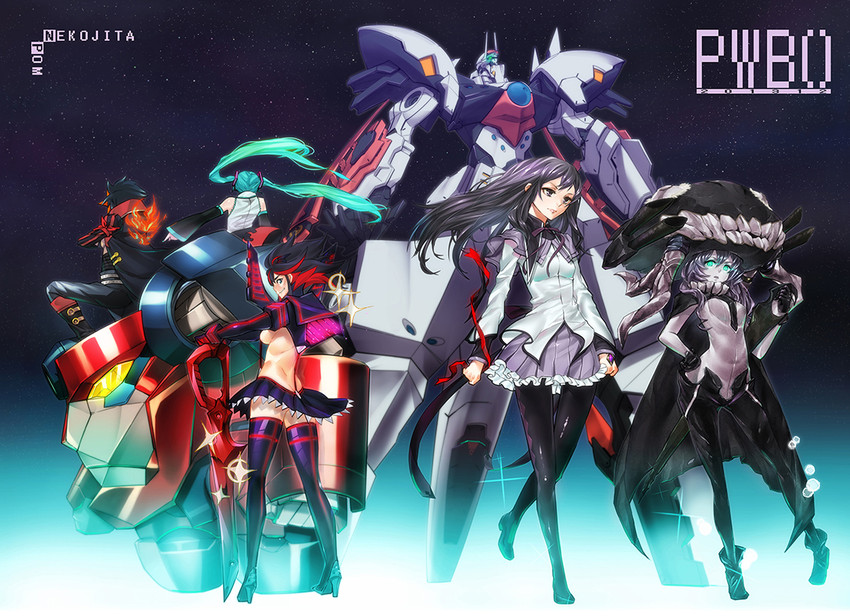 hatsune miku, akemi homura, matoi ryuuko, senketsu, wo-class aircraft carrier, and 3 more (kantai collection and 5 more) drawn by pom_(nekojita)