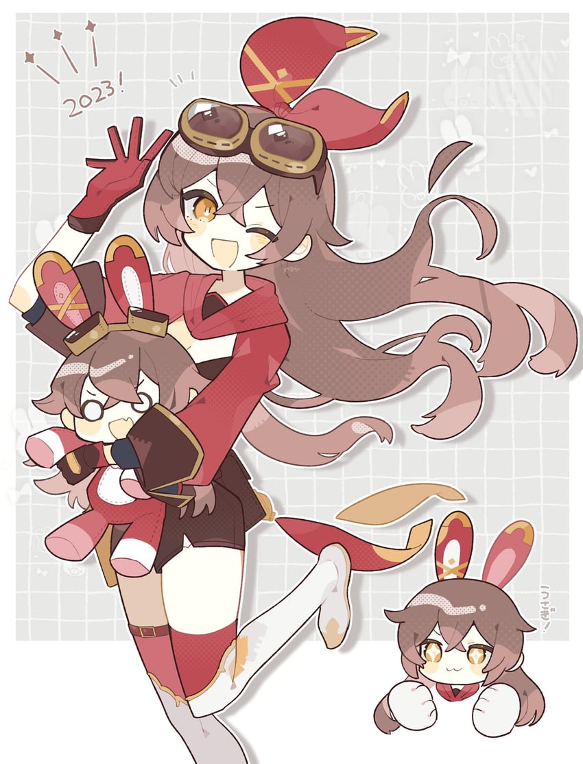 amber and baron bunny (genshin impact) drawn by hatsushiro_mamimu